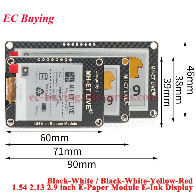 Display Epaper 2.9 - Módulo de Pantalla E-Paper/E-Ink de 1.54'',