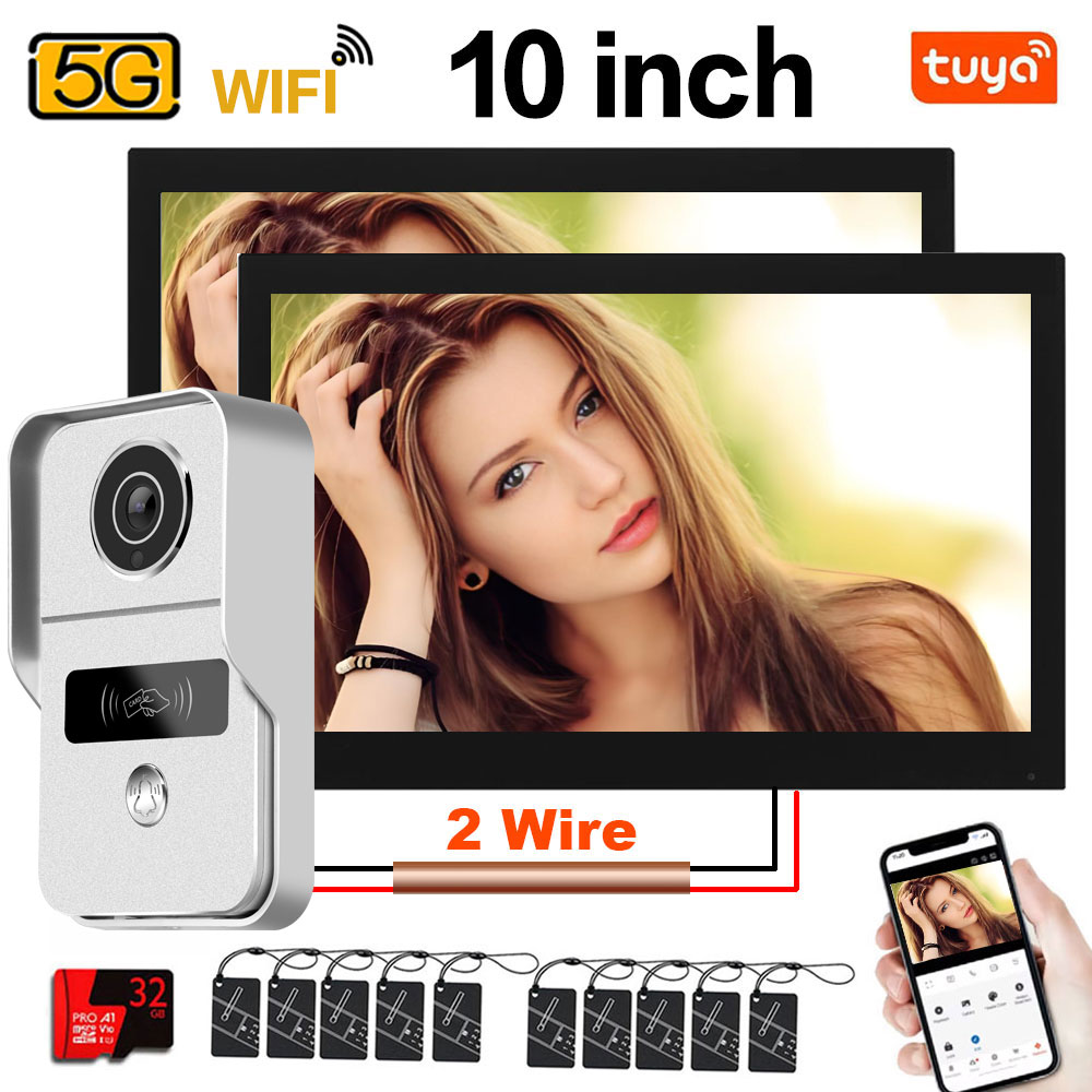 Smart Doorbell Wired - Tuya 1080P 5G Wifi, 2 monitores