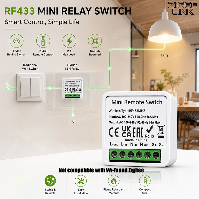 Mini Relé Inteligente RF433MHz - Home Automation Systems Diy reseña y precio