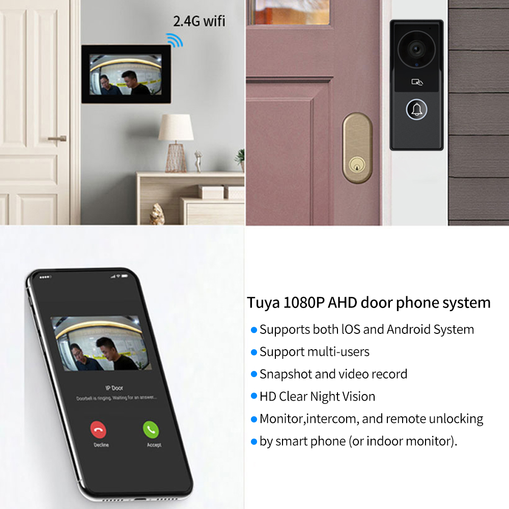 Videoportero de 7/10 pulgadas, - Smart Doorbell Wired reseña y precio